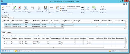 clip_image055 Work order having 2 work order lines of type put with 2 different locations.