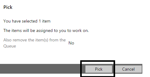 Clicking the pick button in the pick dialog box.