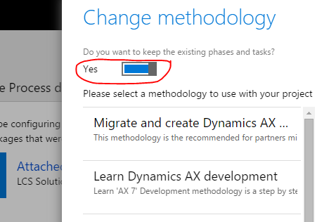 Change methodology slider set to yes.
