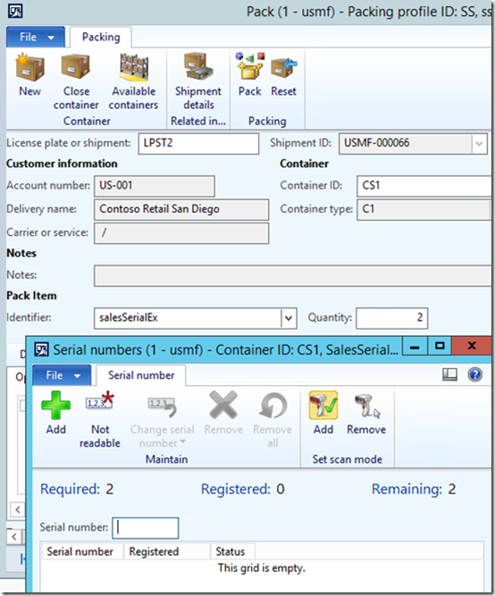 image Serial numbers at packing.