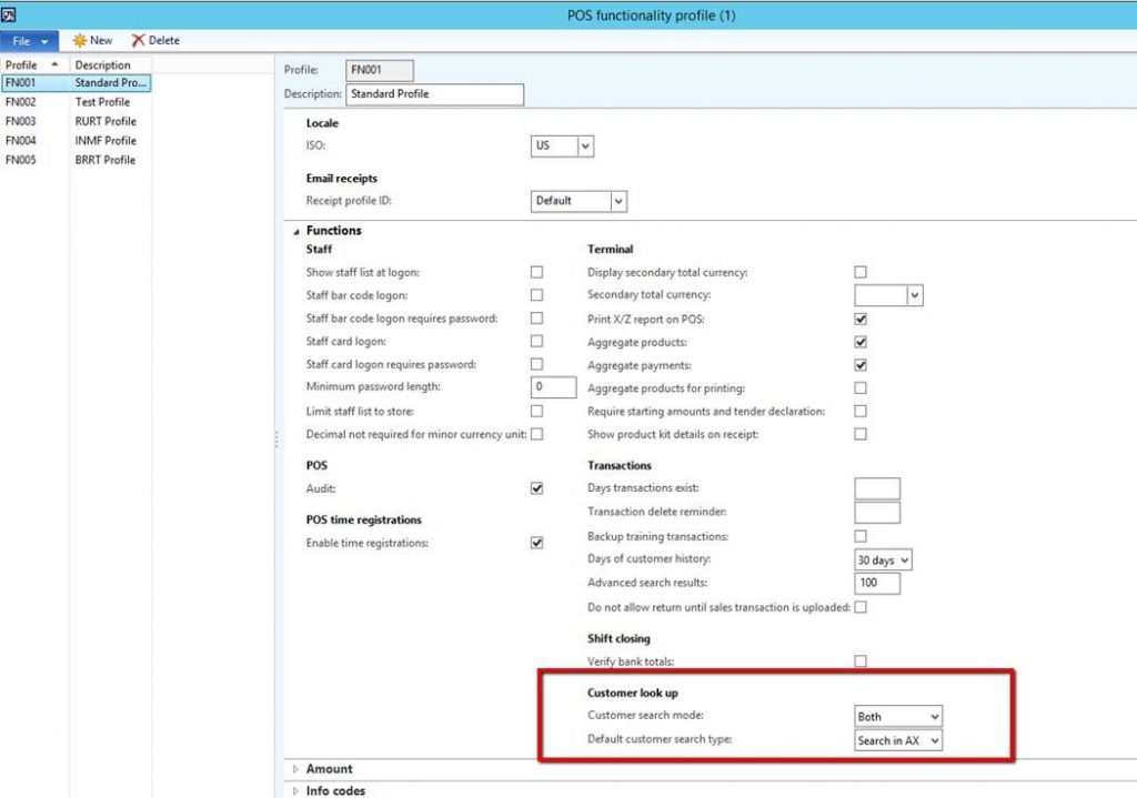 POS functionality profile.