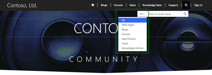 Search filter on Portal home page