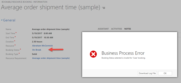 Error when you set a status not created for cases