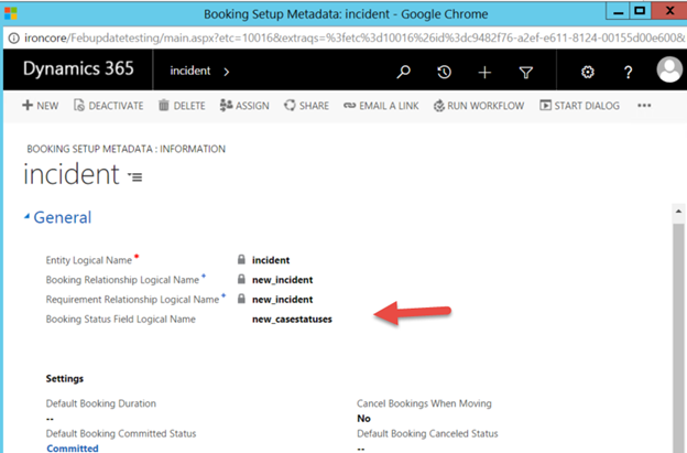 Update Booking Status Field Logical Name field