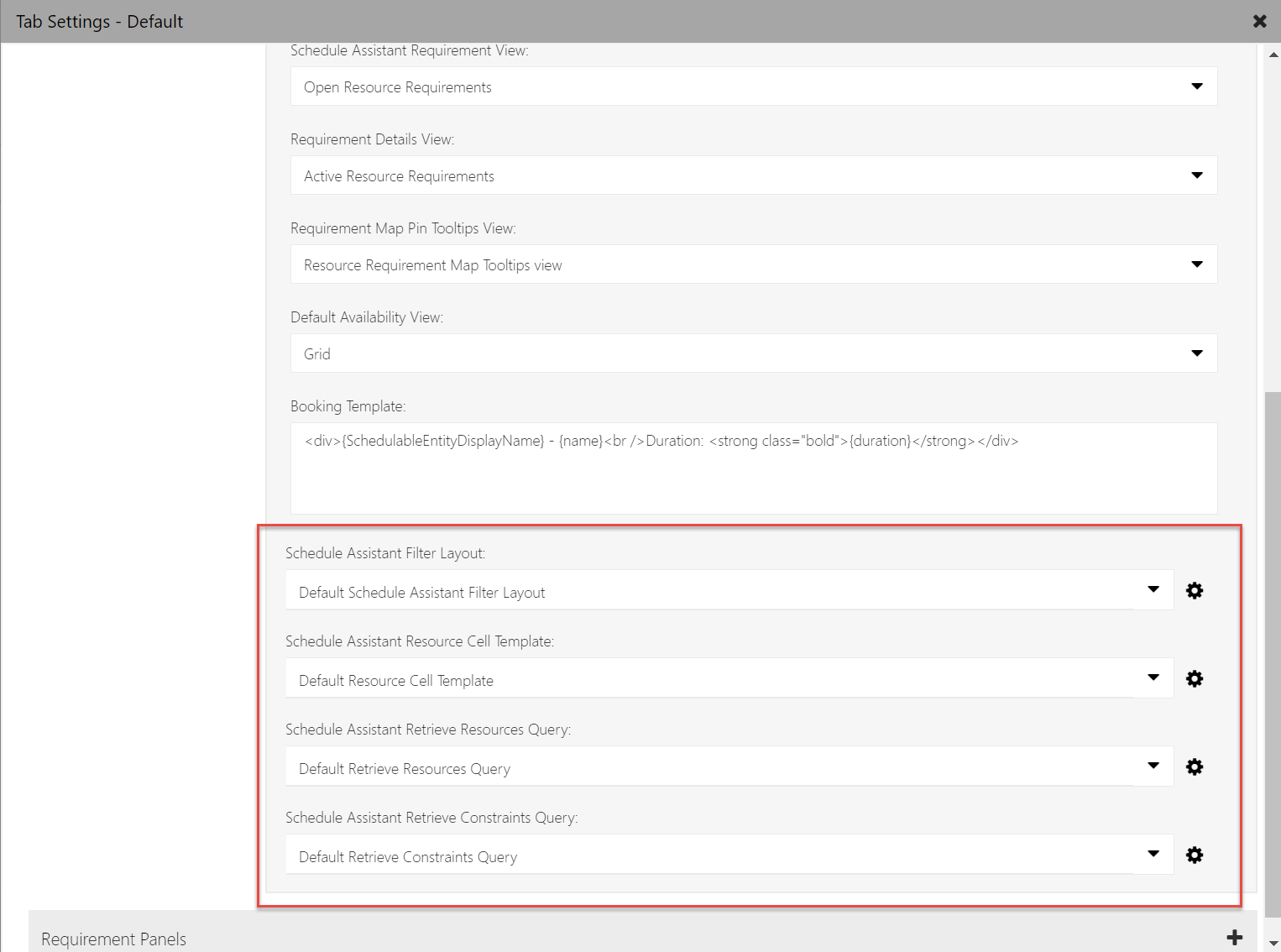 Default tab settings