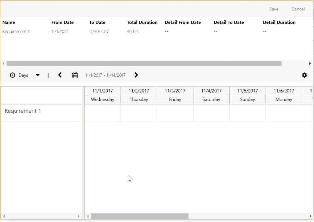Drag empty space on schedule board to create breakdown