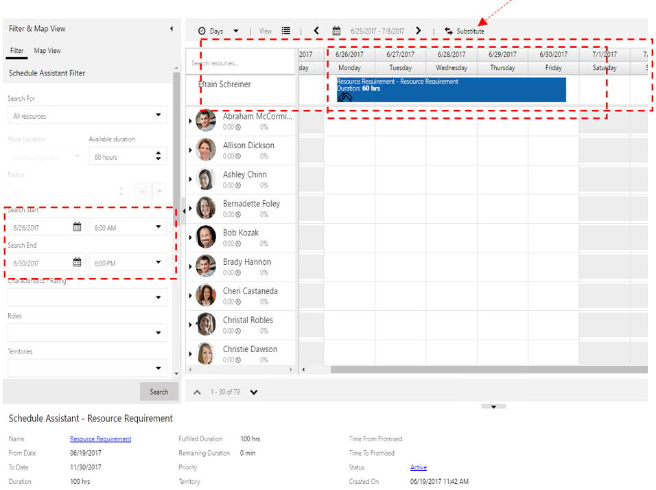 Fulfillment enhancement: Substitute resource option