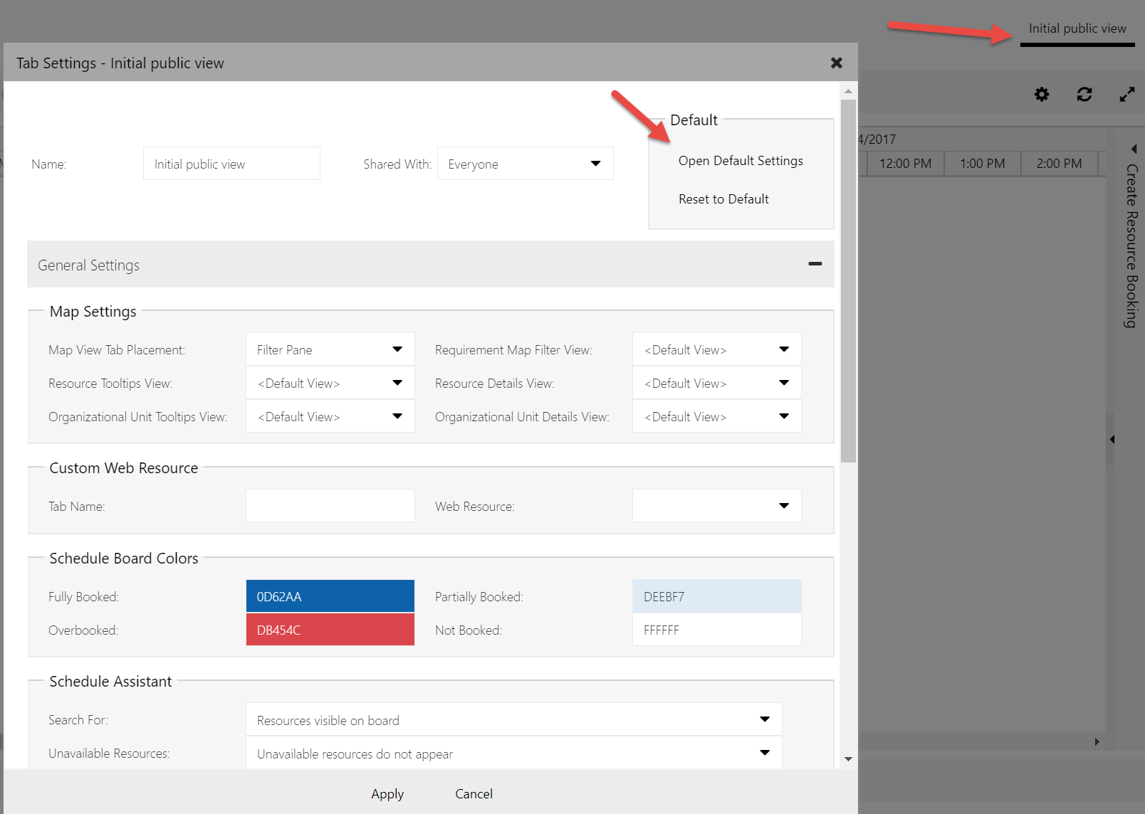 Open schedule board to change queries