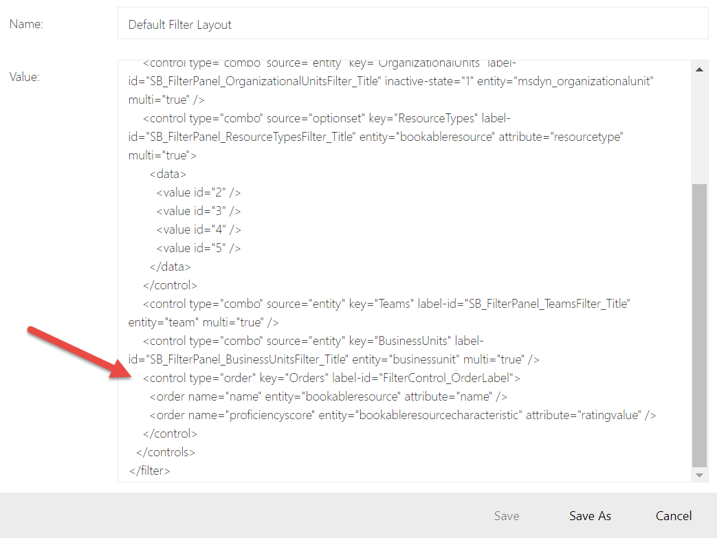 Query showing how sort options are added