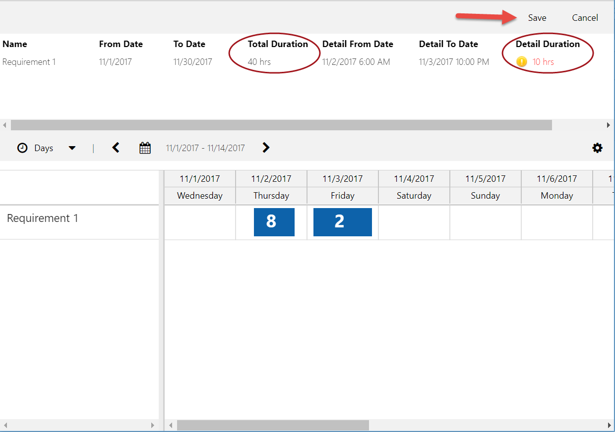 Save the requirements detail