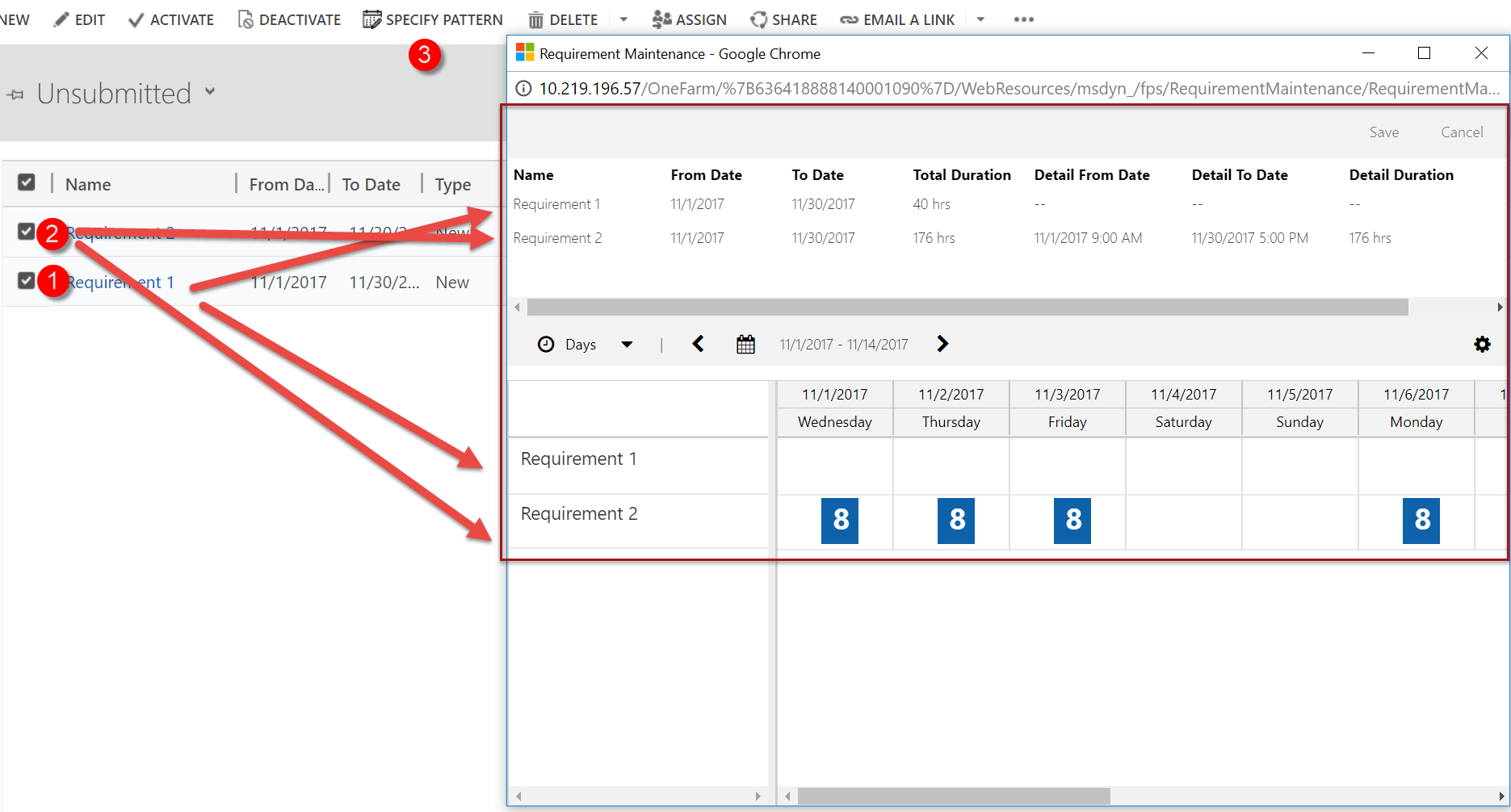 Select multiple requirements to contour them at once
