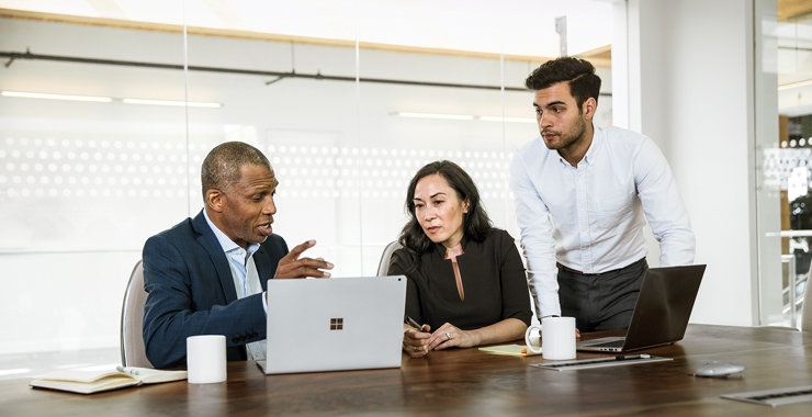a group of people in a room