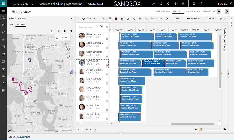 Screenshot of scheduling