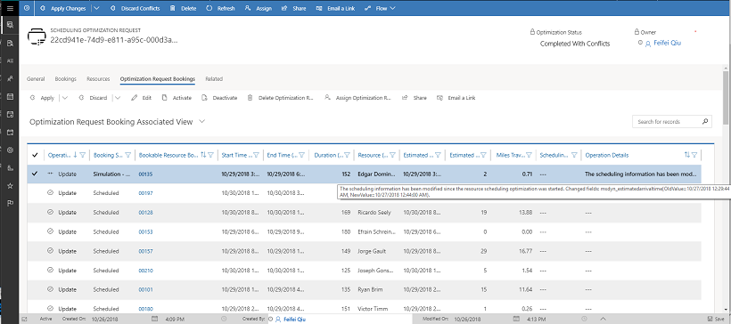 Screenshot of Operation Details