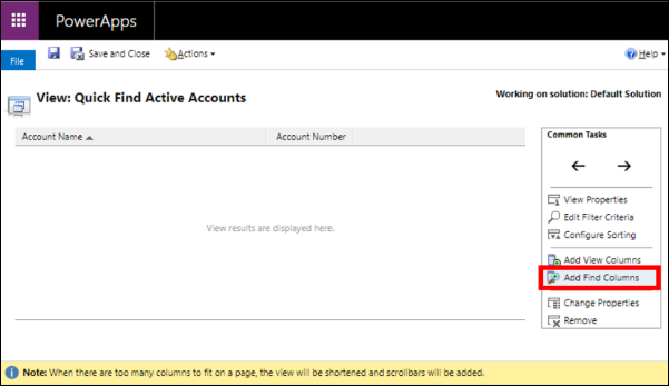 Screenshot of Add Find Columns