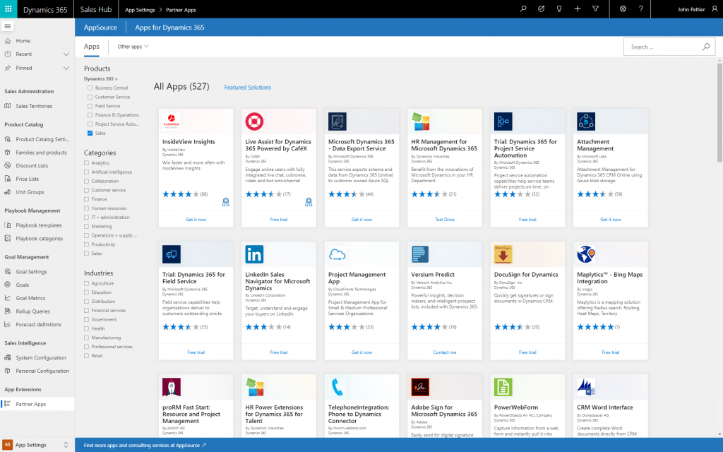 Dynamics 365 for Sales partner integration apps on AppSource.