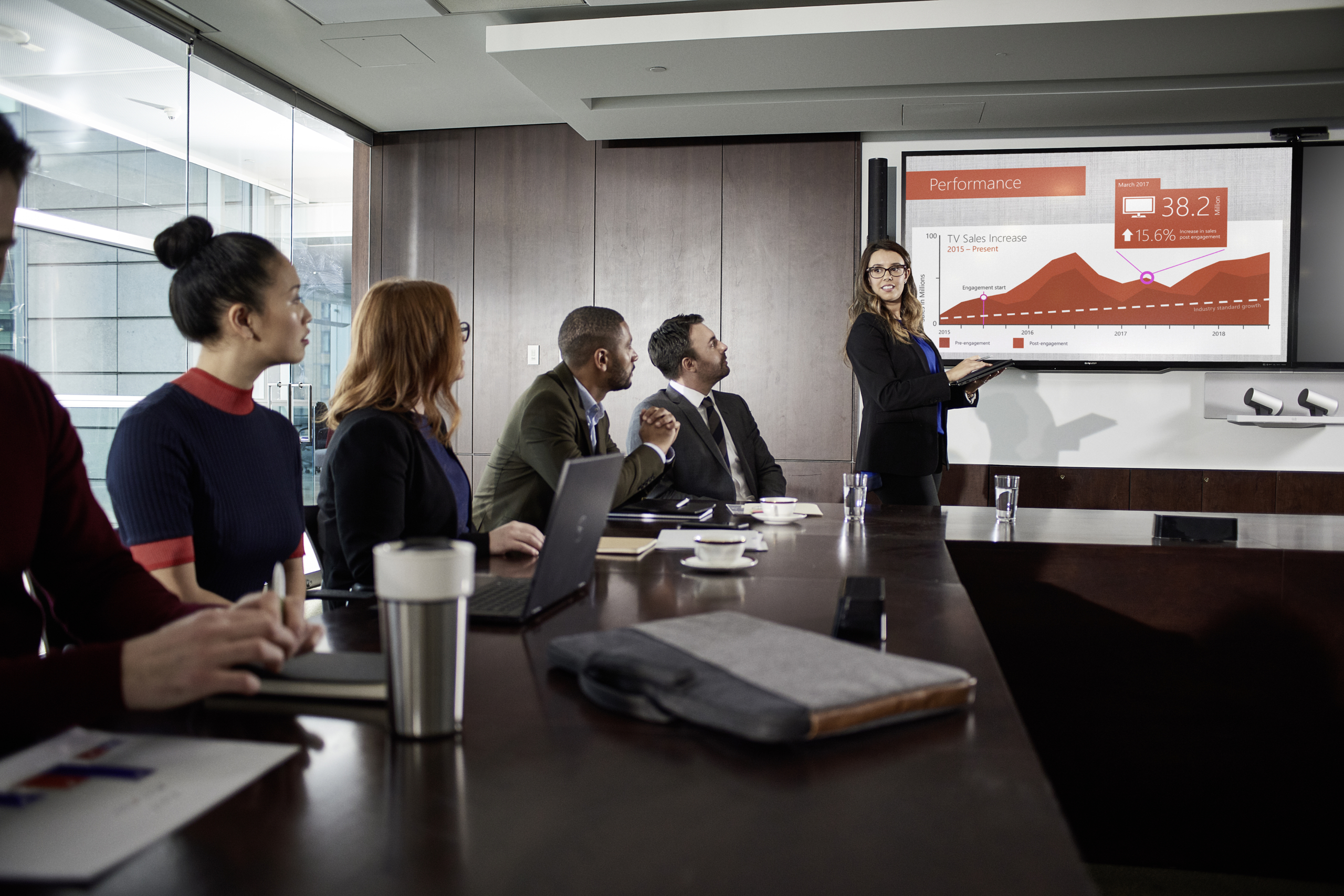 a group of people in a room
