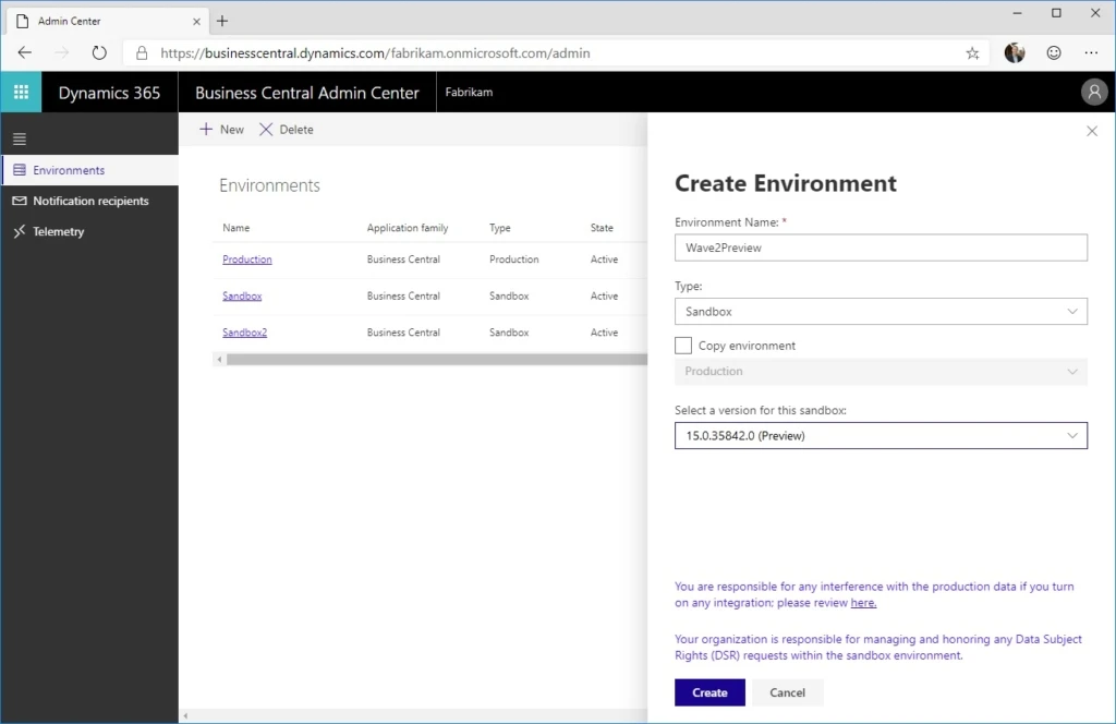 Business Central Admin Center