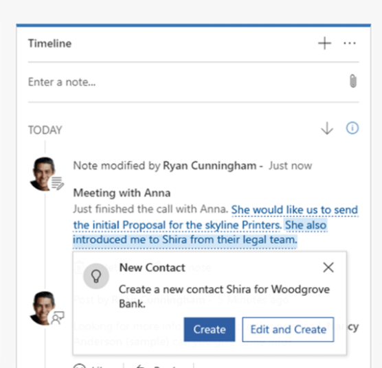 Notes analysis feature in Dynamics 365 Sales Insights.