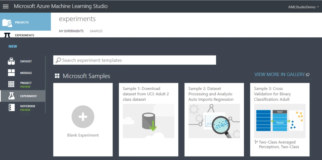 Azure ML Create New Experiment