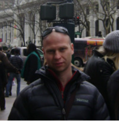 a person standing on a busy street