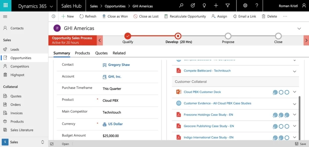 Highspot-Dynamics integration helps maintain customer relationship management (CRM) data.