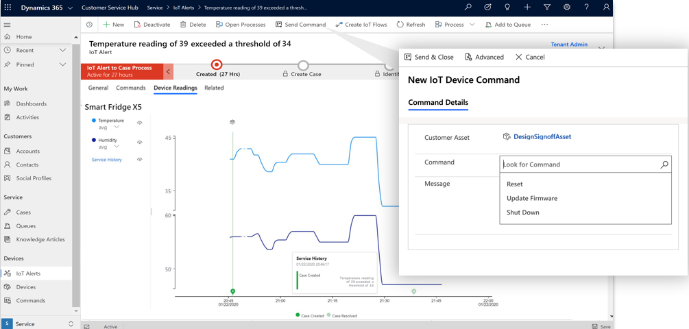 Connected Customer Service adds IoT-supported features directly into the Customer Service app