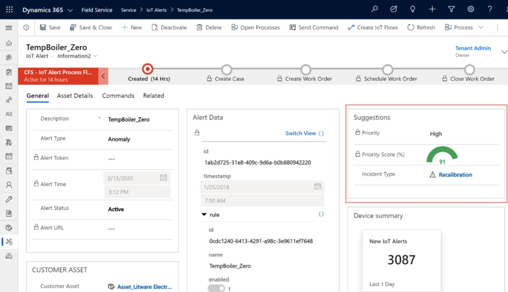 AI-generated suggestions (preview) can help organizations identify which IoT alerts are the most important