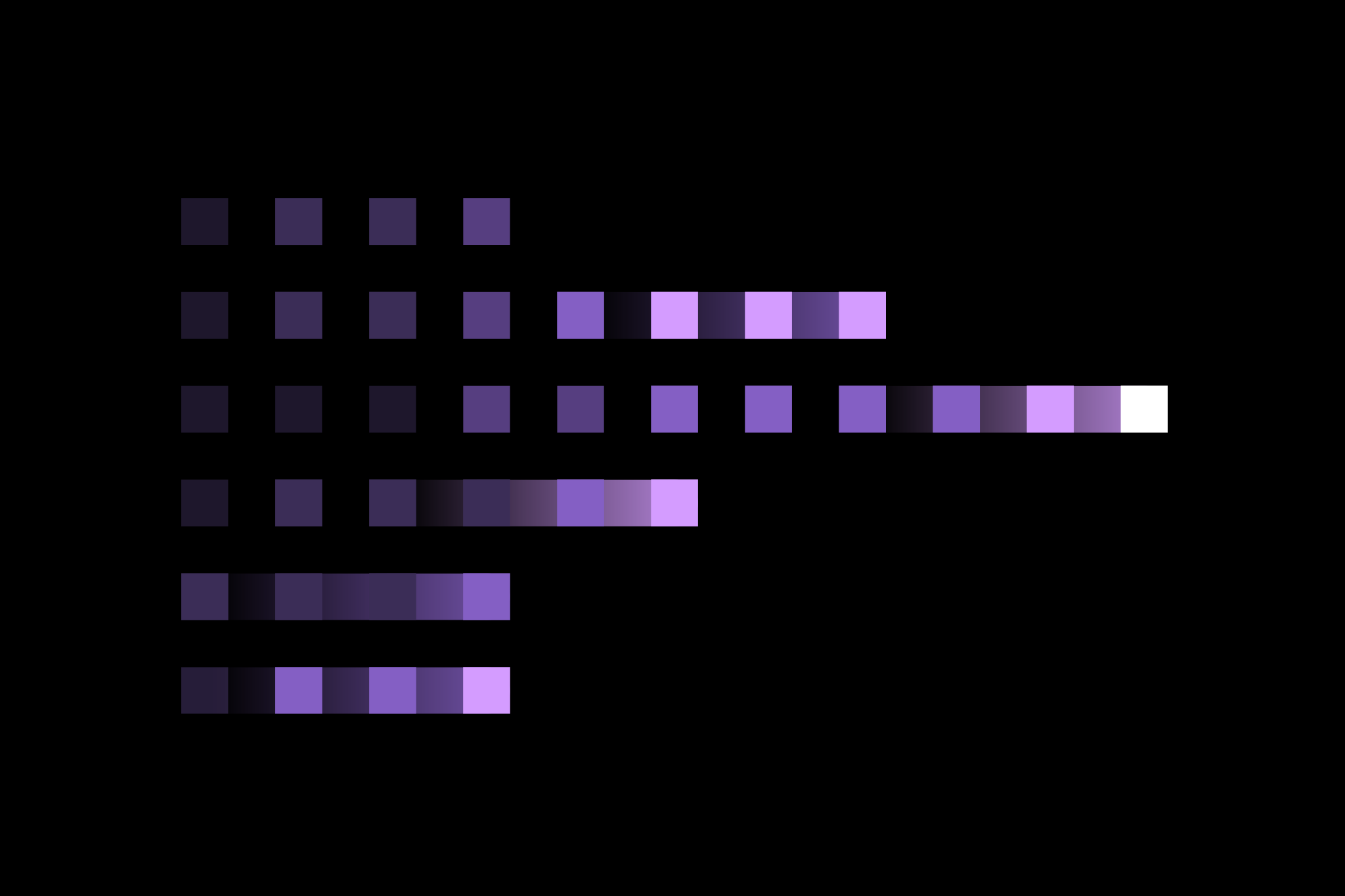 an image with a black background with purple squares.