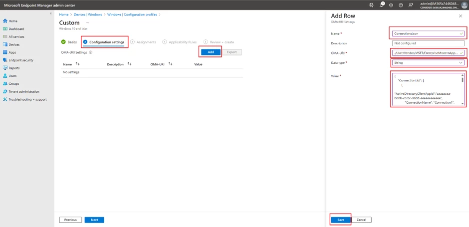 Microsoft Supply Chain Warehouse Management App - Configuration Policy - Windows