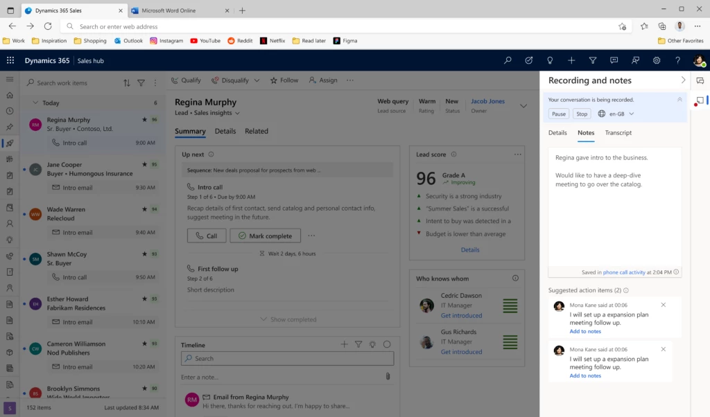 Conversation intelligence for third-party phone calls in Dynamics 365 Sales