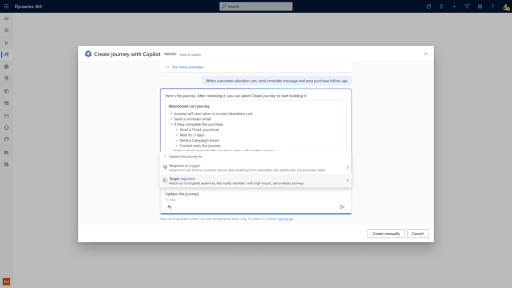 Create journeys by describing them using Copilot