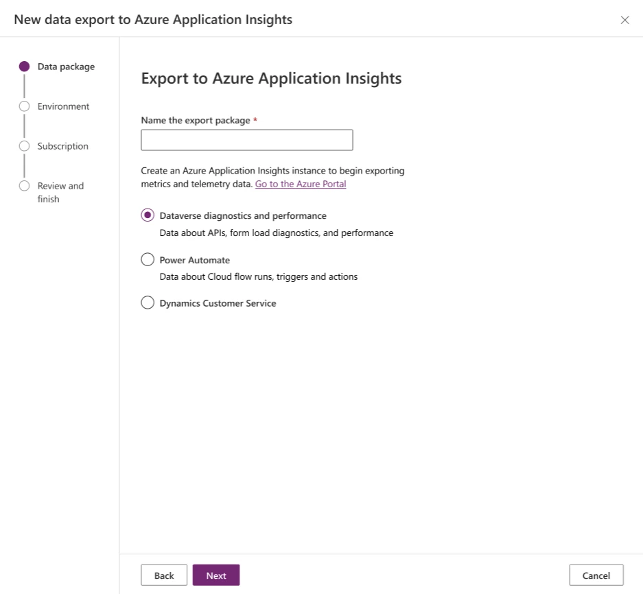 New data export to Azure Application Insights