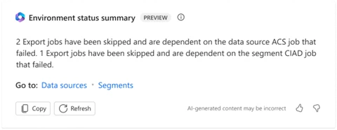 Environment Status Summary, a Copilot feature