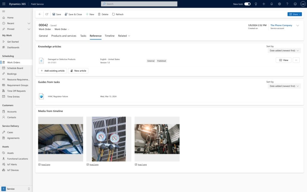 New work order form - references tab.