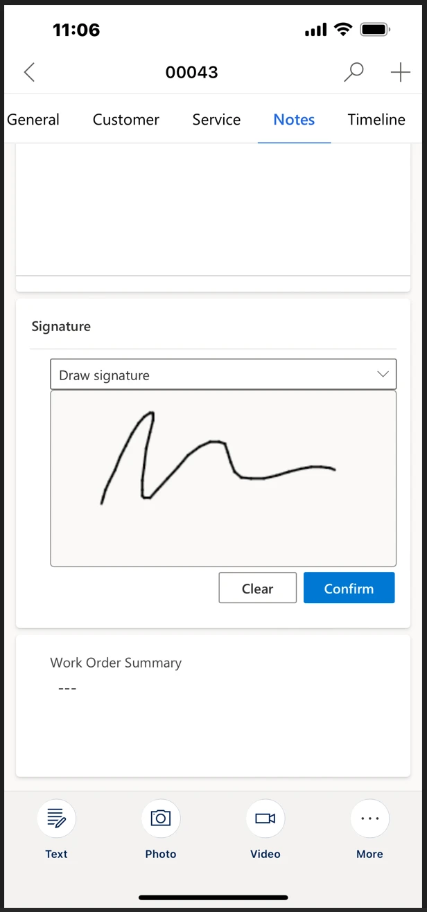 Phone control - draw signature