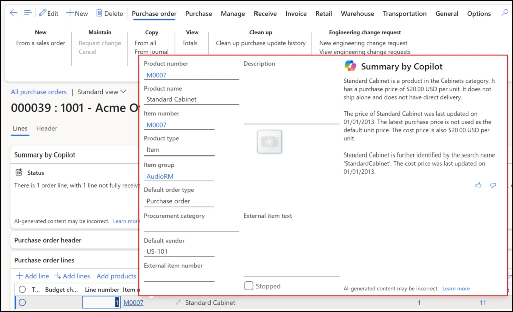 Summary of the Copilot product preview summary in Dynamics 365.