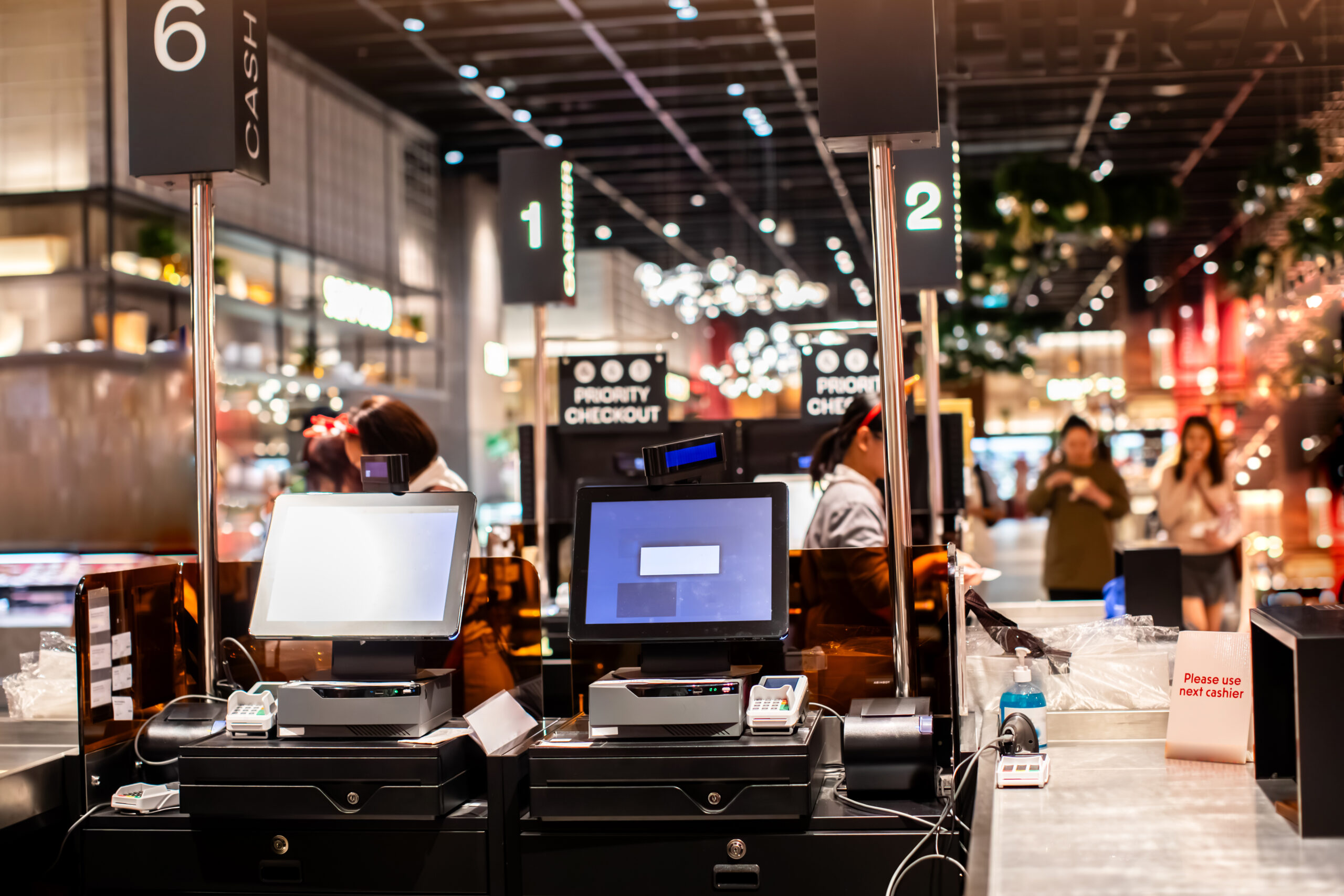 A cash register in a store