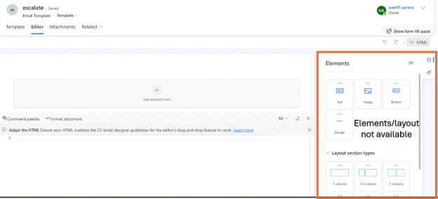 The legacy email template editor in Dynamics 365 Customer Service