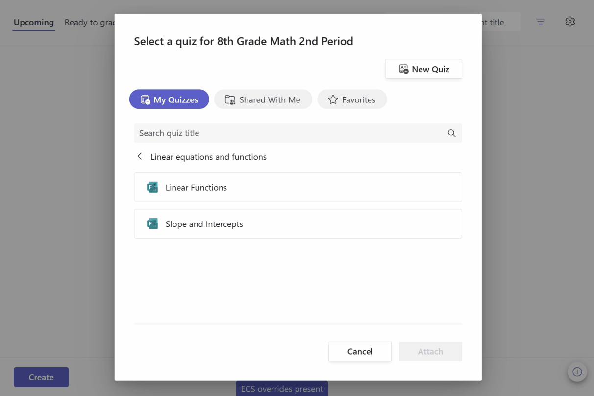 GIF. Educator view of configuring a time limit for a Forms quiz inside of Assignments settings in Teams.
