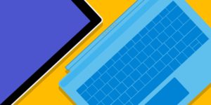 Glowing blue dimensional square in space