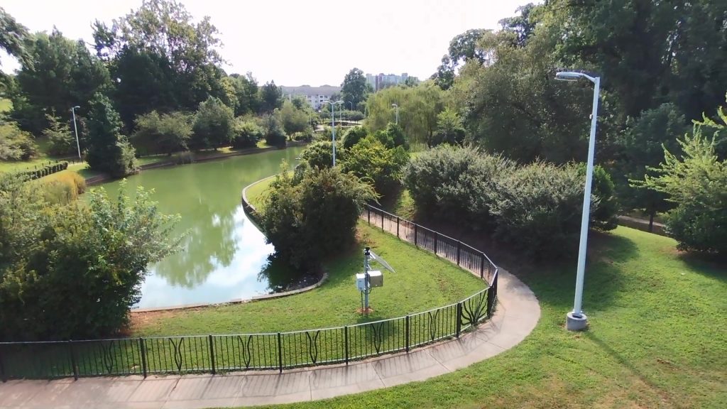 Dean Rusk Park walking path and small lake
