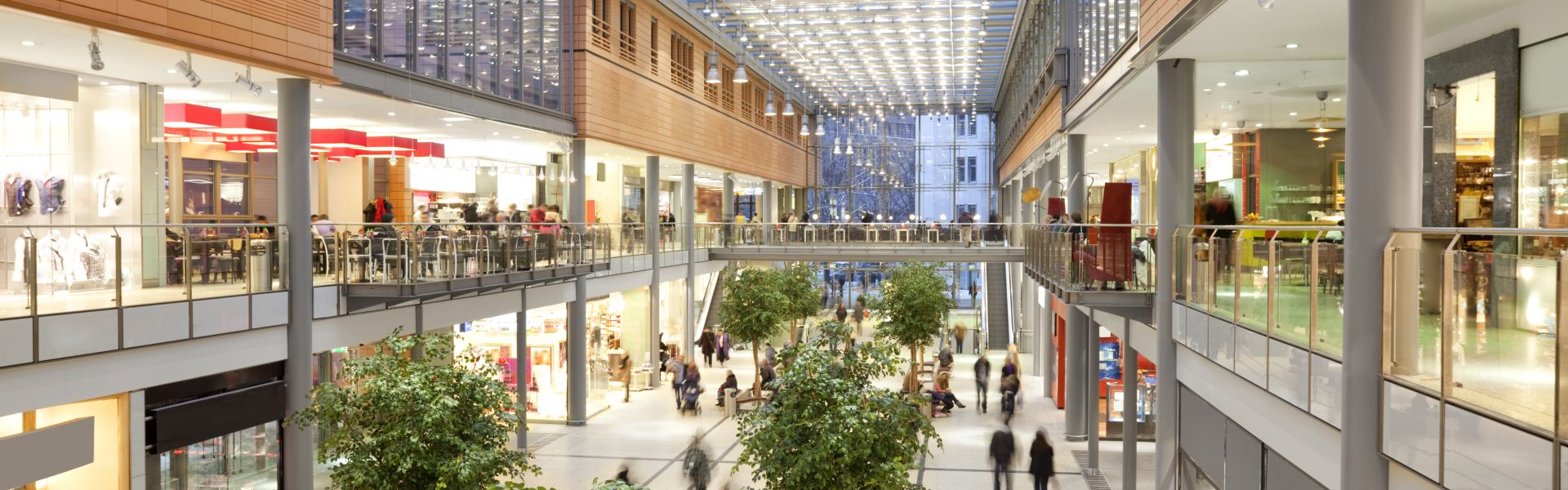 People walking around a large Shopping Mall