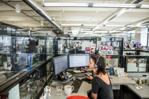 Woman working at a call center