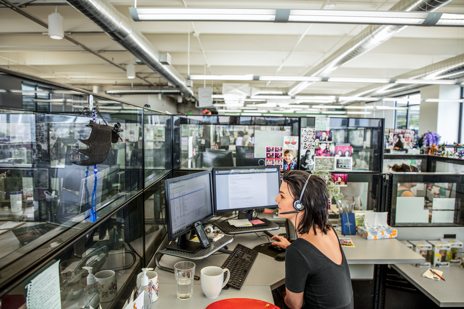 Woman working at a call center