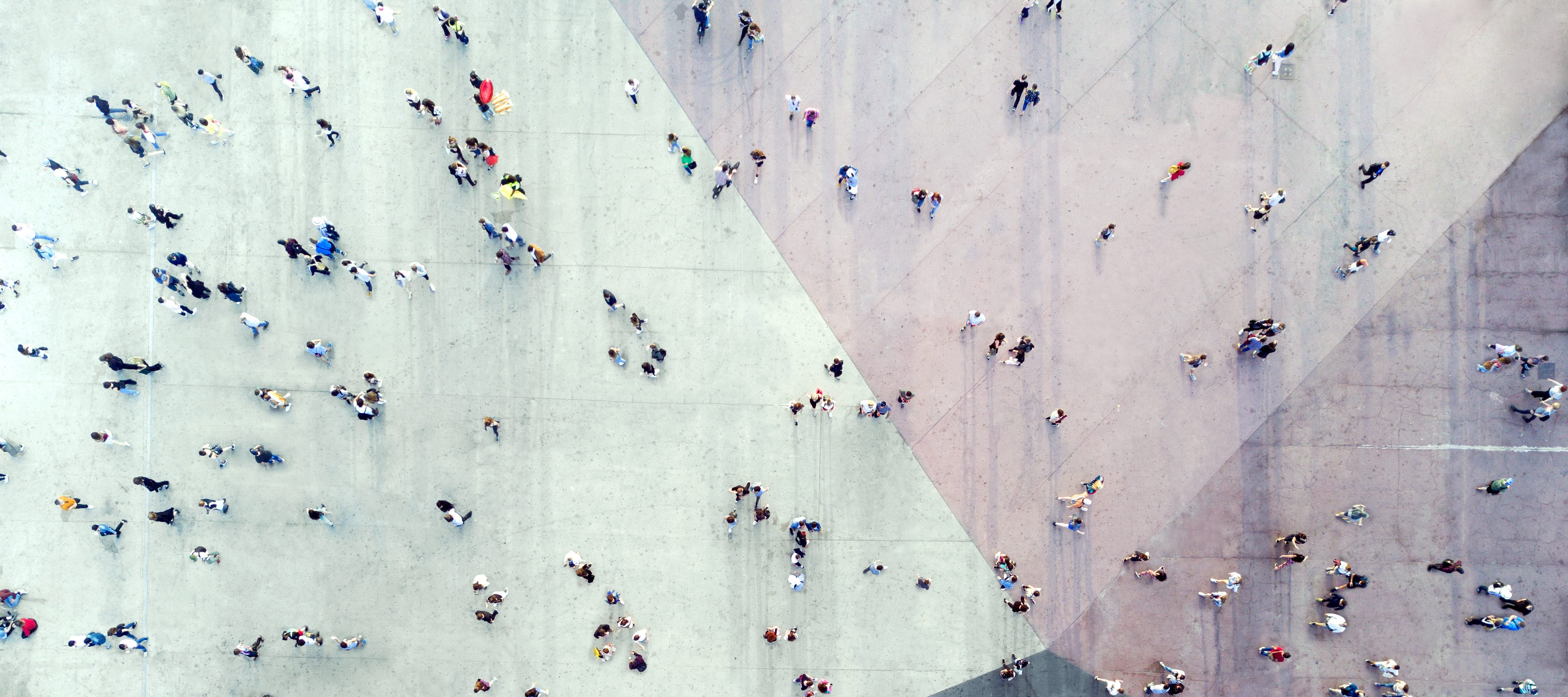 High angle view of people on street