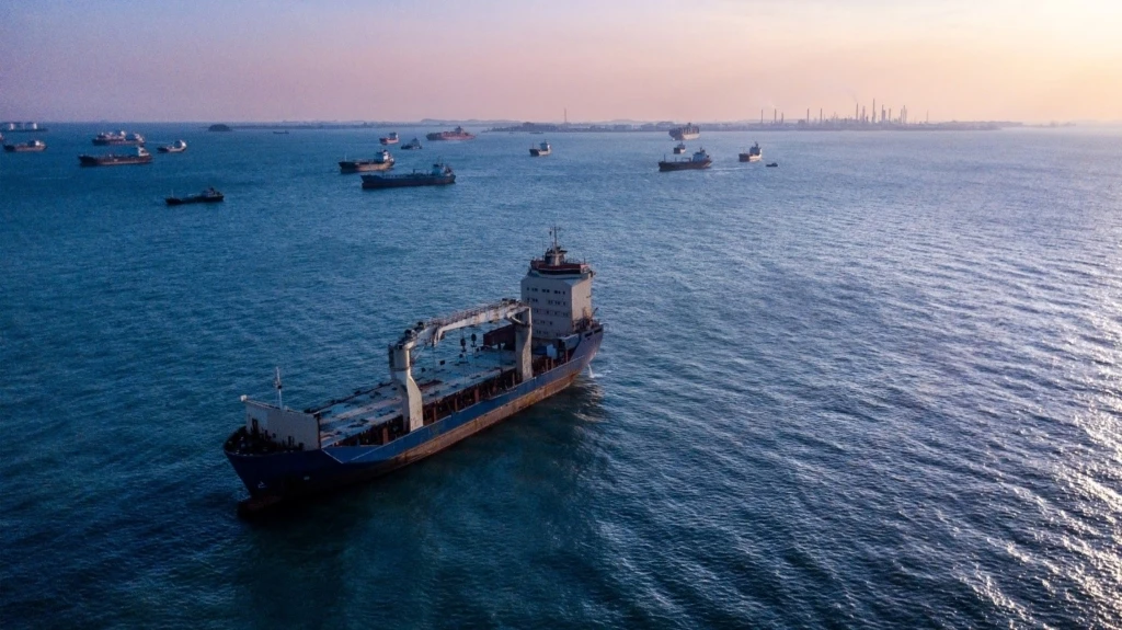 Container cargo ship on the ocean
