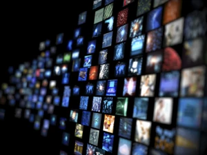 images of smaller images in a black screen