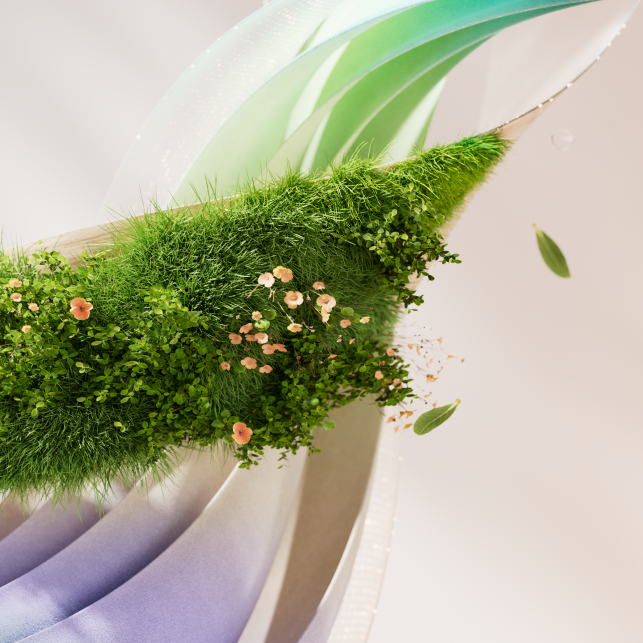 A green grass and flowers