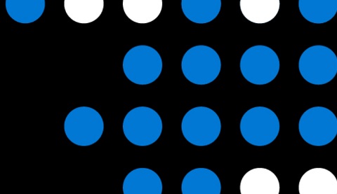 Schwarzer Hintergrund mit blauen und weißen Kreisen.